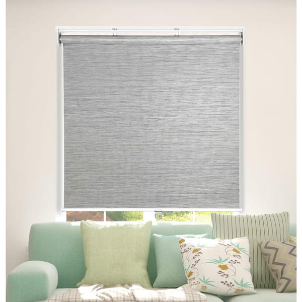 Arlo Blinds Gray Cordless Natural Weave Light Filtering Fabric Roller Shade 27.5 in. W x 60 in. L