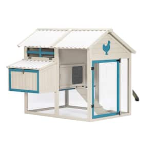 55.5 in. W Outdoor Chicken Coop with Waterproof PVC Roof and Removable Bottom for 6-8 Chickens No Furniture Cover