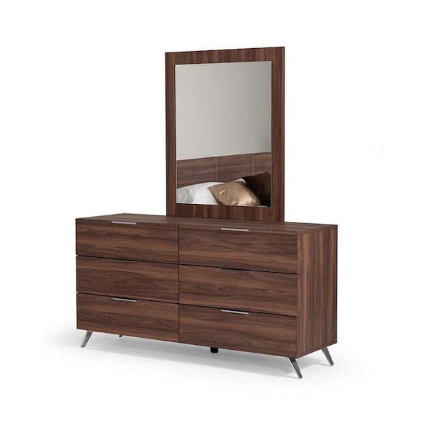 Nova Domus Brooklyn Italian Natural 34 in. W x 39 in. H Modern Rectangle Wood Framed Mirror