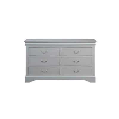 Louis Philippe 6-Drawers Platinum Dresser
