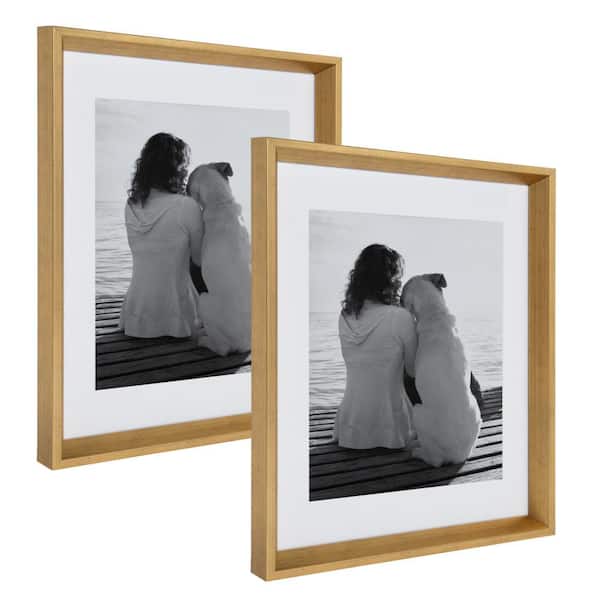 Kate and Laurel Calter 14 in. x 18 in. Matted to 11 in. x 14 in. Gold  Picture Frame (Set of 2) 213716 - The Home Depot