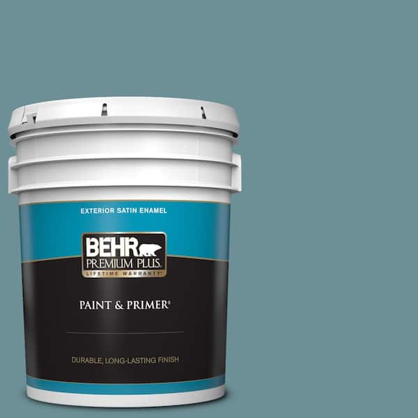 BEHR PREMIUM PLUS 5 gal. #510F-5 Bayside Satin Enamel Exterior Paint & Primer