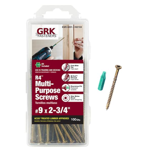 GRK Fasteners #9 x 2-3/4 in. Star Drive Bugle Head R4 Multi-Purpose Wood Screw (100-Pack)