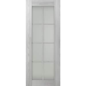 Vona 8-Lite 24 in. x 80 in. No Bore Solid Core Frosted Glass Ribeira Ash Prefinished Composite Wood Interior Door Slab