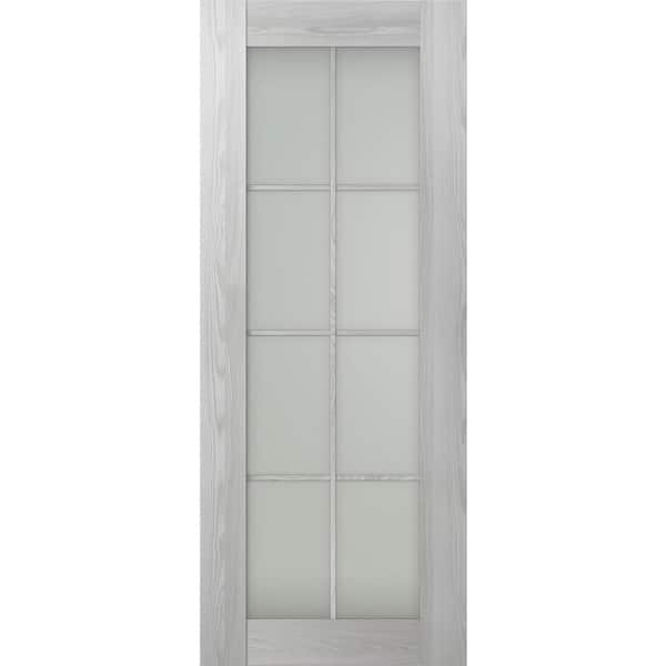 Belldinni Vona 8-Lite 24 in. x 96 in. No Bore Solid Core Frosted Glass Ribeira Ash Prefinished Composite Wood Interior Door Slab