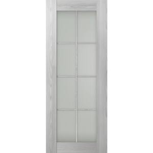 Vona 8-Lite 30 in. x 96 in. No Bore Solid Core Frosted Glass Ribeira Ash Prefinished Composite Wood Interior Door Slab