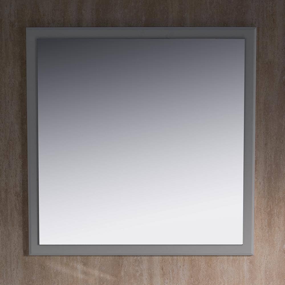 Elegant 32" Gray Solid Wood Framed Bathroom Vanity Mirror