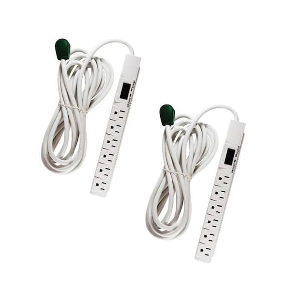 GoGreen Power (G-16315-15-2) 15 ft. 14/3 6 Outlet Indoor Surge Protector, 2 PACK