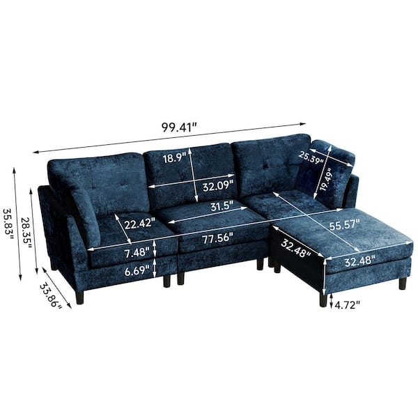 STICKON 99.41 in. Straight Arm Chenille L Shape Sectional