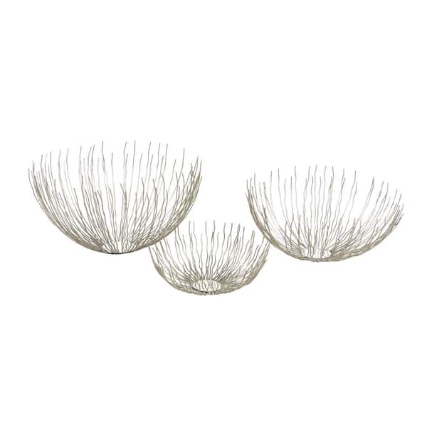 Litton Lane Silver Stainless Steel Decorative Bowl (Set of 3)