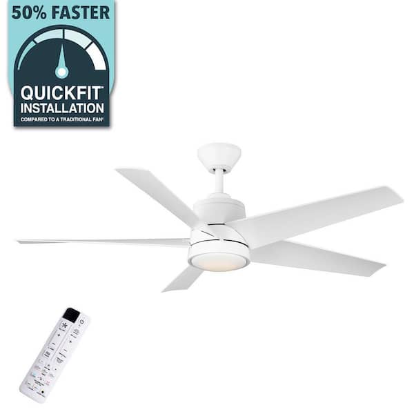 Ainslee 54 in. Indoor/Covered Outdoor Matte White Ceiling Fan with DC Motor, Color Changing LED and Remote Control