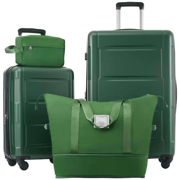 2-Piece Green Spinner Wheels ABS Lightweight Luggage Set with TSA Lock