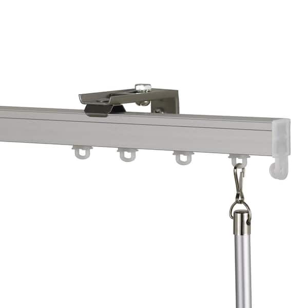 Art Decor Euroscope 84 in. Non-Adjustable Single Traverse Window Curtain Rod Set in Antique Silver