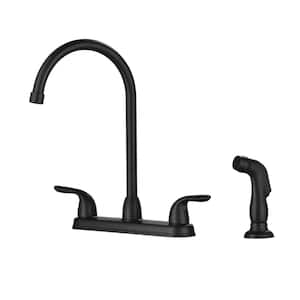 Asbury Two Handle Standard Kitchen Faucet with Side Sprayer in Matt Black