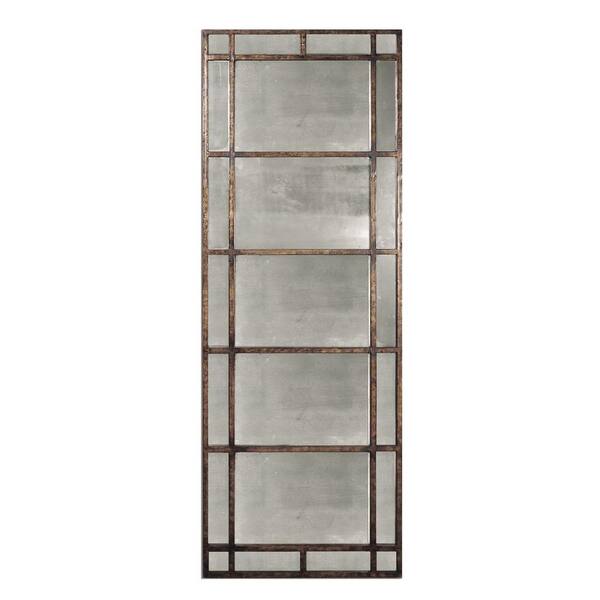 Unbranded 79 in. x 29 in. Antiqued Rustic-Bronze Rectangle Framed Mirror