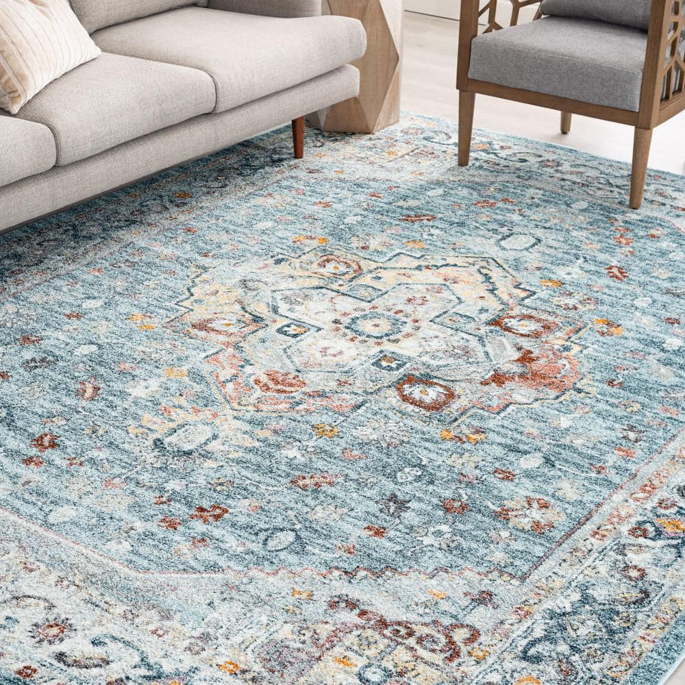 Veranda 5' x 7' Gray Blue Synthetic Rectangular Rug