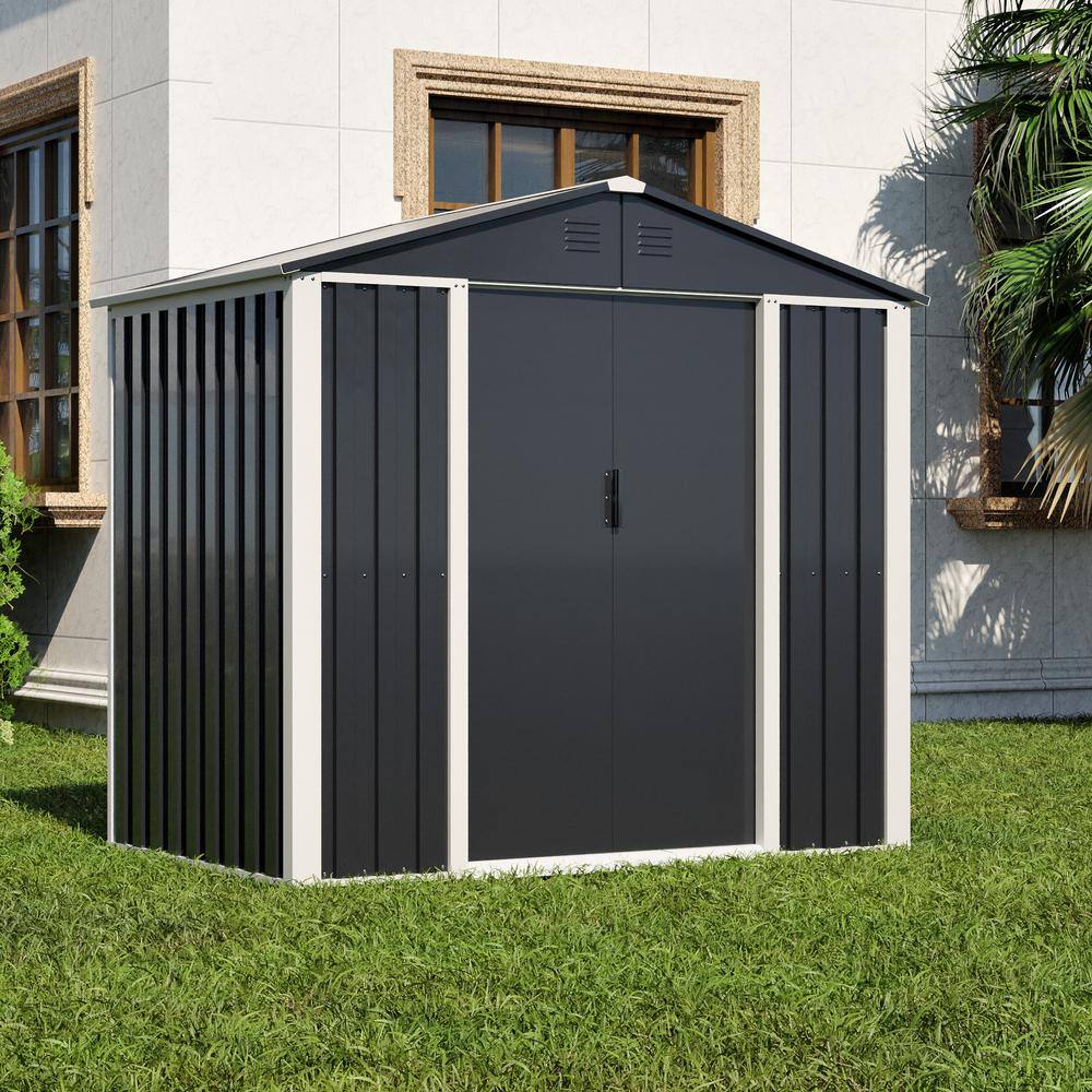6 ft. x 4 ft.waterproof Metal Outdoor Garden Storage Shed,64 in. W x 72 in. H x 47 in. D,Freestanding Cabinet in Black price history on PriceWatchPro
