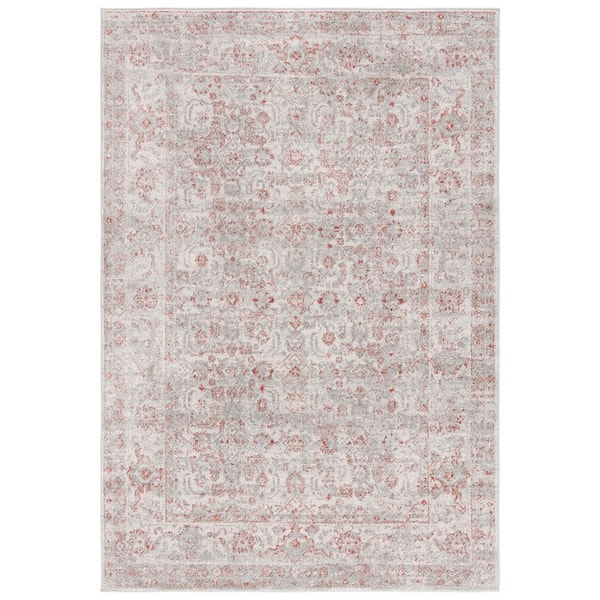 Vintage Tabriz 5 ft. x 8 ft. Gray/Rust Distressed Abstract Border Area Rug