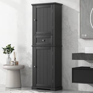 Black 67.30 in. Accent Storage Cabinet with Drawer and Adjustable Shelves