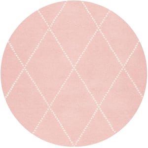 Dotted Diamond Trellis Baby Pink 4' Round Rug