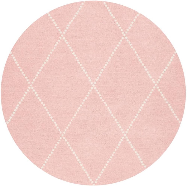 nuLOOM Dotted Diamond Trellis Baby Pink 4' Round Rug