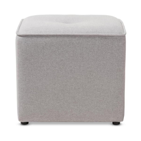 Corinne Light Gray Nailhead Trim Ottoman