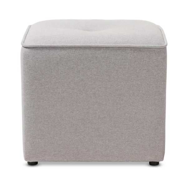 Baxton Studio Corinne Light Gray Nailhead Trim Ottoman