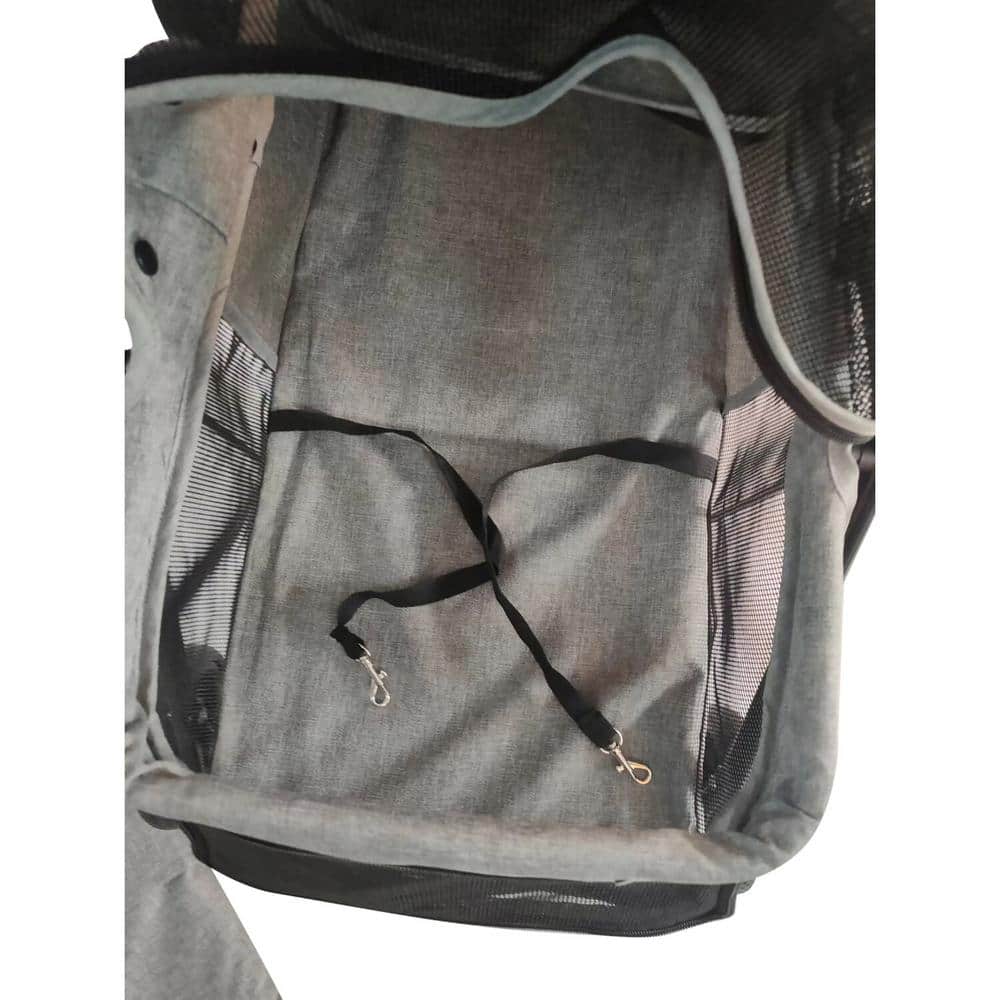 Foldable Gray Pet Stroller with Breathable Mesh for Small to Medium Dogs