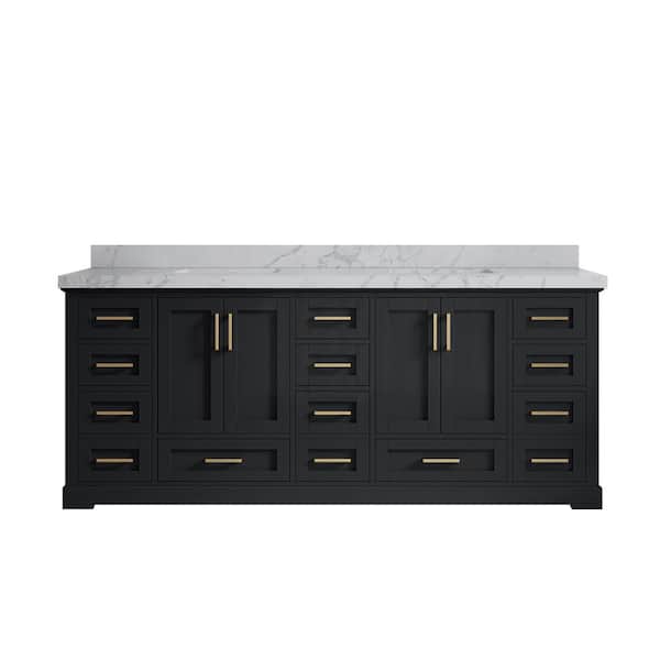 Willow Collections Boston 84 in. W x 22 in. D x 36 in. H Double Sink Bath Vanity in Wrought Iron with 2 in. Venatino qt. Top