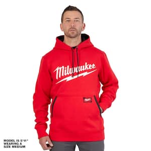 Men's Large Red Midweight Long-Sleeve Pullover Hoodie