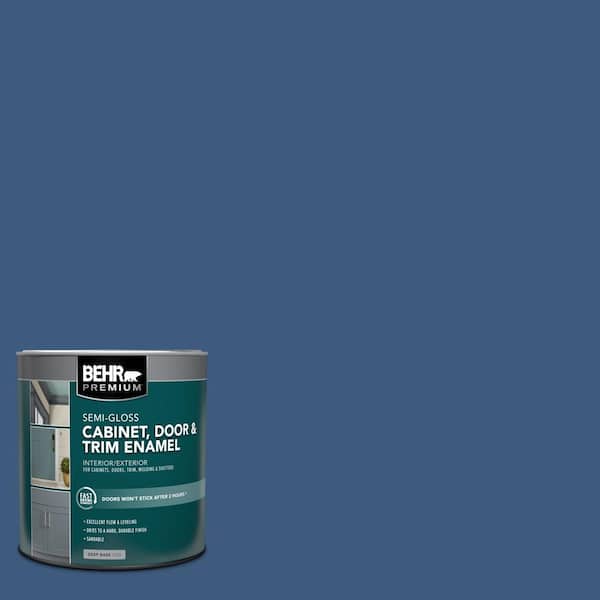 BEHR PREMIUM 1 qt. #M520-7 Admiral Blue Semi-Gloss Enamel Interior/Exterior Cabinet, Door & Trim Paint