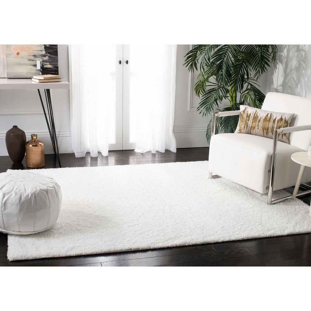 Luxe White Shag 3' x 5' Synthetic Rectangular Rug
