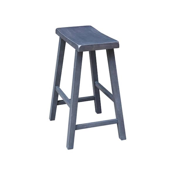 Saddle Seat Heather Gray Solid Wood Stool - 24 in.