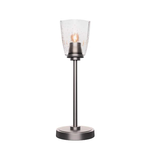 Unbranded Quincy 16.5 in. Graphite Accent Lamp with White Muslin Glass Shade