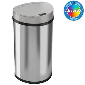 13 Gal. Stainless Steel Semi-Round Touchless Trash Can with AbsorbX Odor Control System, Extra-Wide Opening Lid