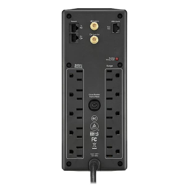 APC Back-UPS Pro 1350VA AVR/LCD Battery Backup/Surge Protector with 5 battery  backup outlets, 5 surge protect outlets BX1350M - The Home Depot