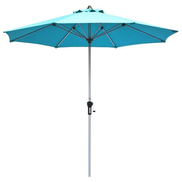 WELLFOR 9 ft. Aluminum Market Patio Umbrella in Blue
