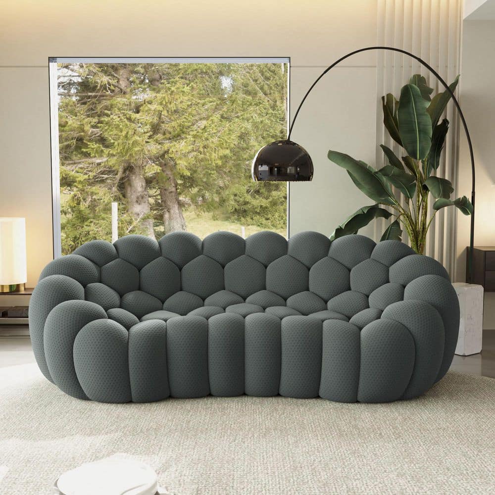 Magic Home 3-Seater Bubble Curved Couch, 98 in. Comfy Fabric