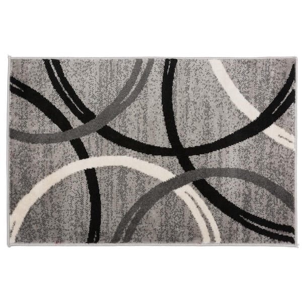 World Rug Gallery Modern Abstract Circles Gray 2 ft. x 3 ft. Indoor Area Rug