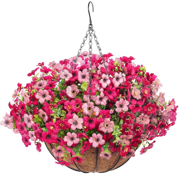24.8 in. Orange Yellow Artificial Hanging Begonia Flowers in
