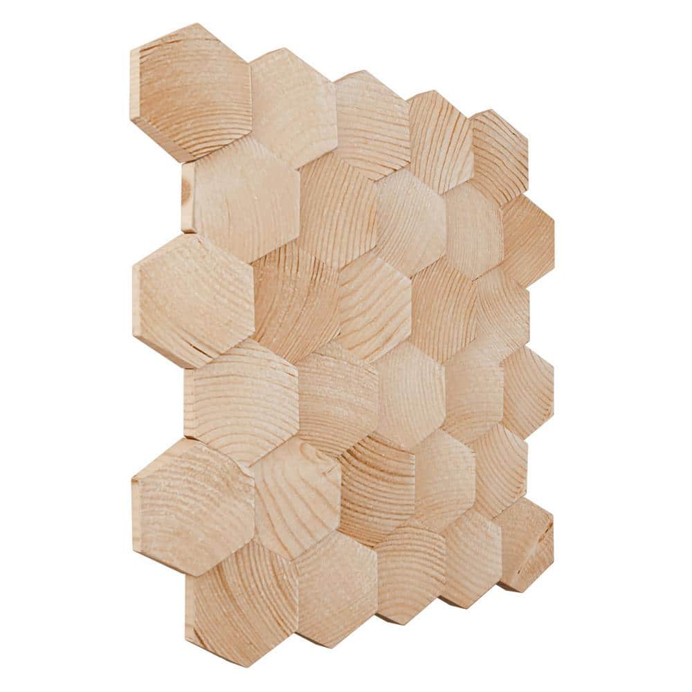Small Honeycomb Pine Wood Mosaic Wall Tile