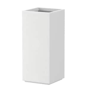 Modern 20 in. H Large Tall Crisp White Concrete Tapered Square Outdoor Planter Plant Pots