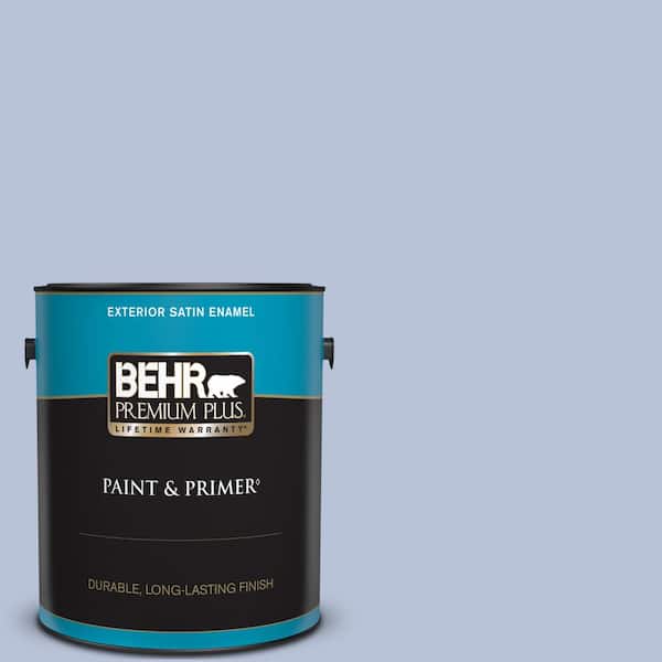 BEHR PREMIUM PLUS 1 gal. #610C-3 Virginia Blue Satin Enamel Exterior Paint & Primer