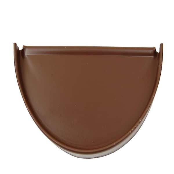 Amerimax Home Products 5 in. Royal Brown Aluminum Half-Round End Cap