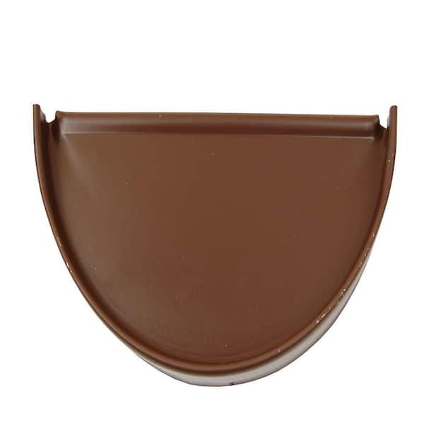 Amerimax Home Products 6 in. Royal Brown Aluminum Half-Round End Cap