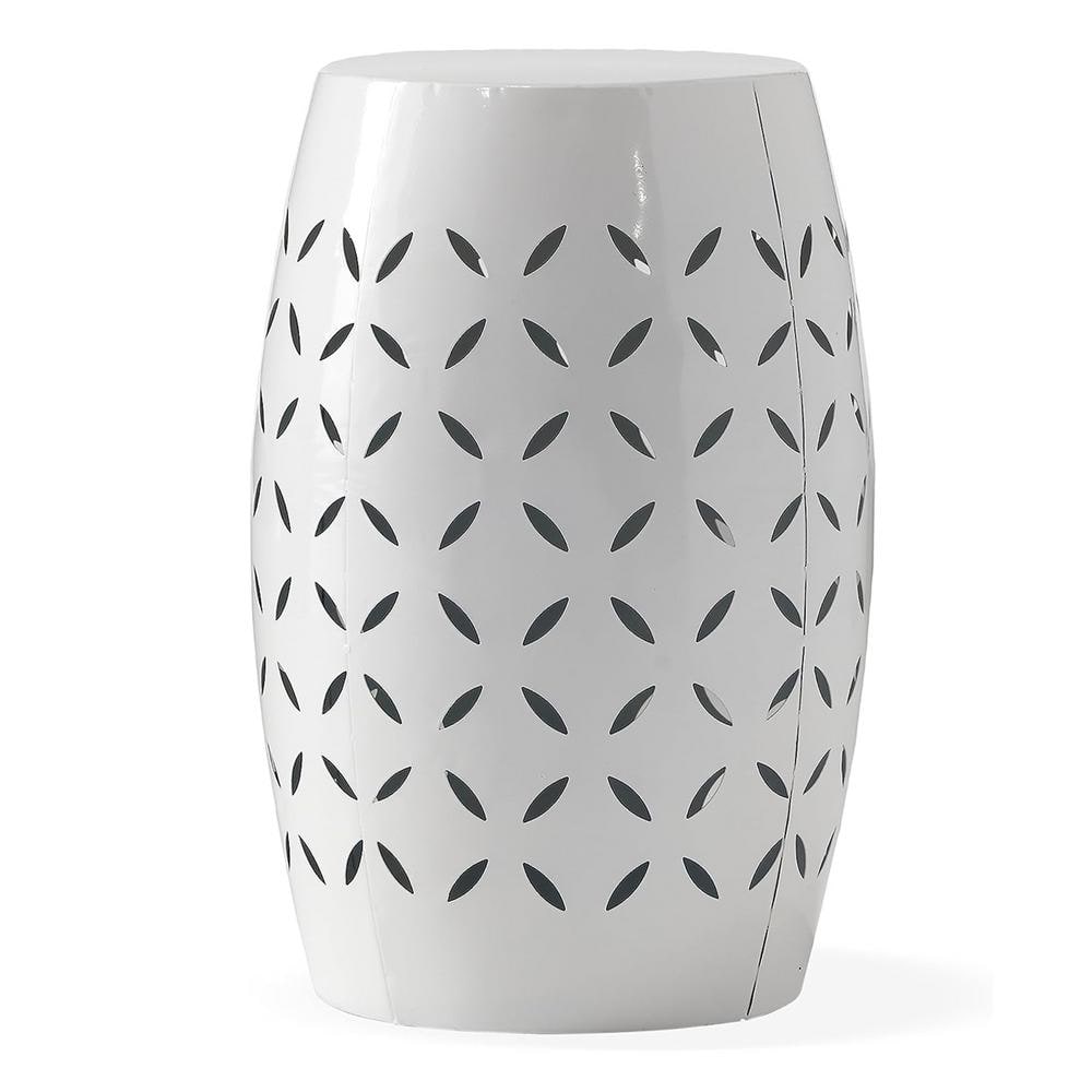 White Round Outdoor Iron Side Table