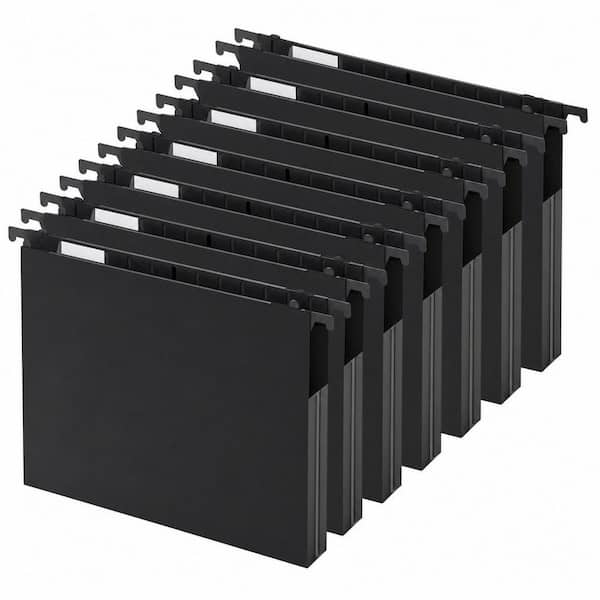 12 Pack Letter Size Hanging File Folders Extra Capacity, 1" Expandable File Folder Organizer, Black File Cabniet Folders