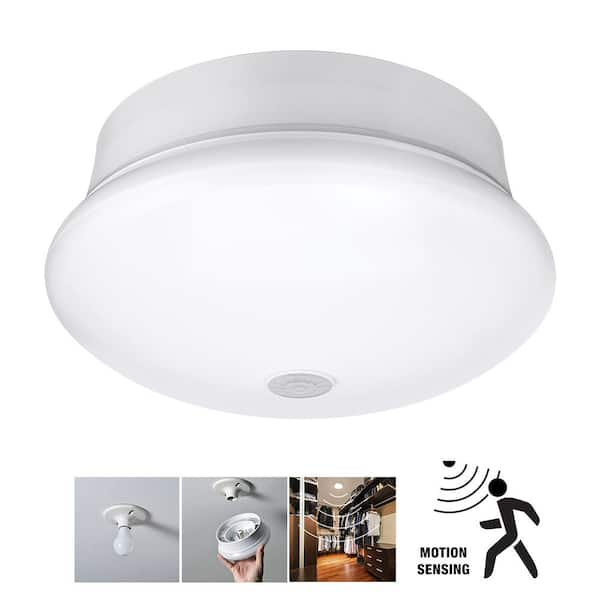 Spin Light 7 in. Motion Sensor LED Flush Mount Ceiling Light Customize Hold Times Closet Rated 830 Lumens 4000K