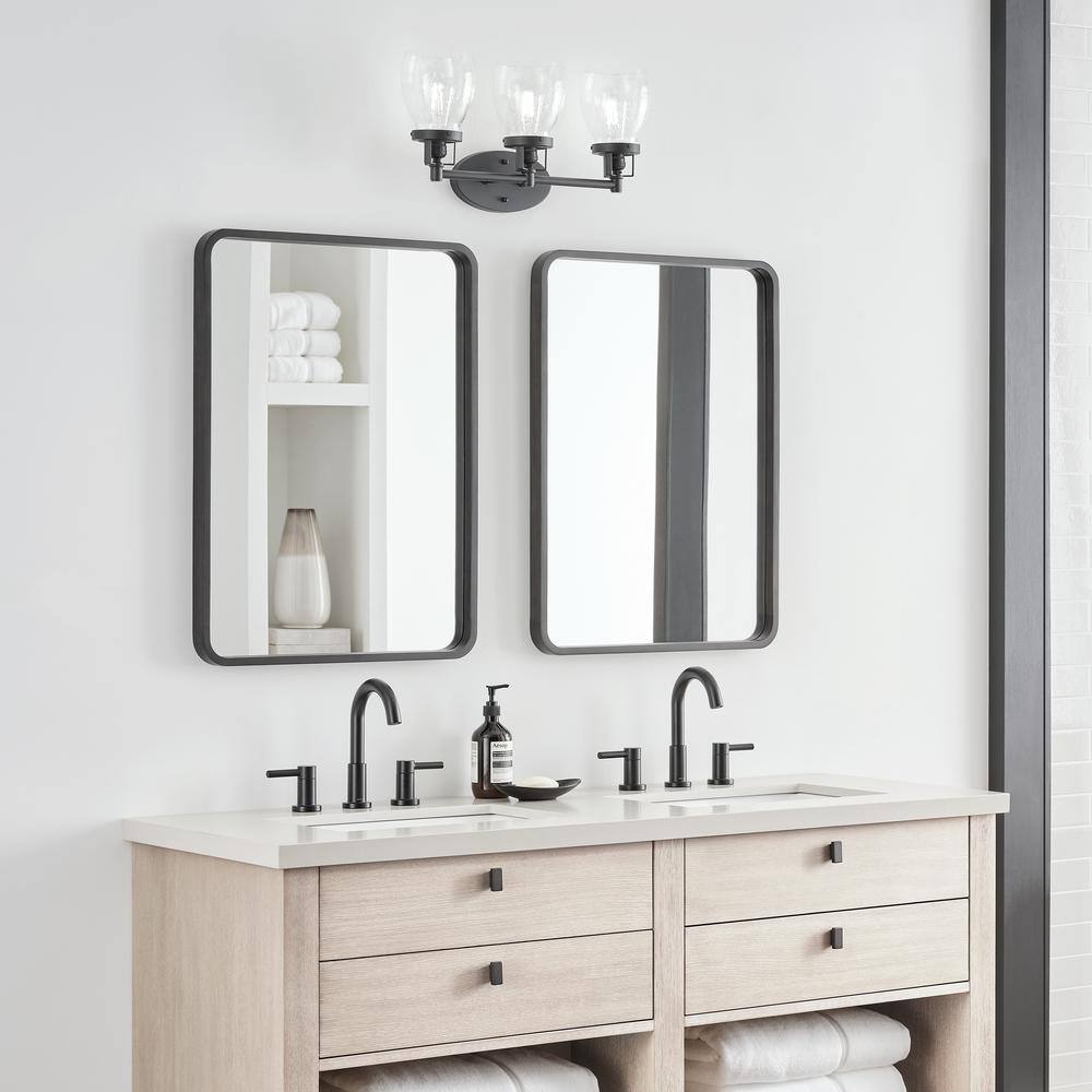 Belton Midnight Black 3-Light Vanity with Clear Seeded Glass