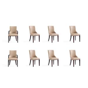 Shubert Tan Faux Leather and Velvet Dining Chair (Set of 8)